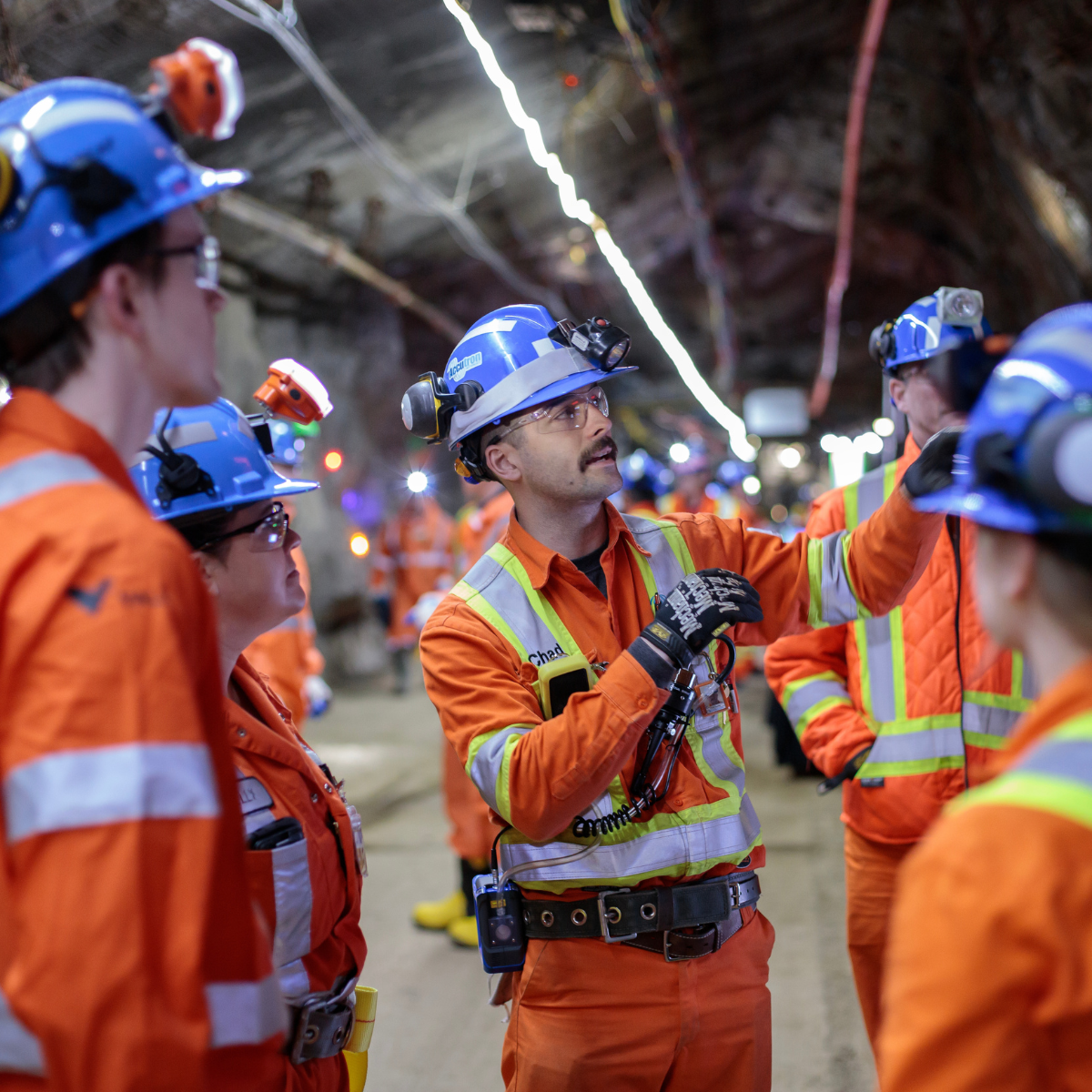 Mining Transformed attendees underground in full PPE during a live demonstration